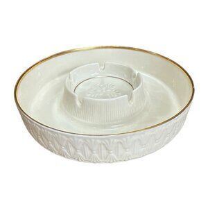 Vintage 7" Lenox Ivory / Gold Ashtray Stratford Collection Gold Trim